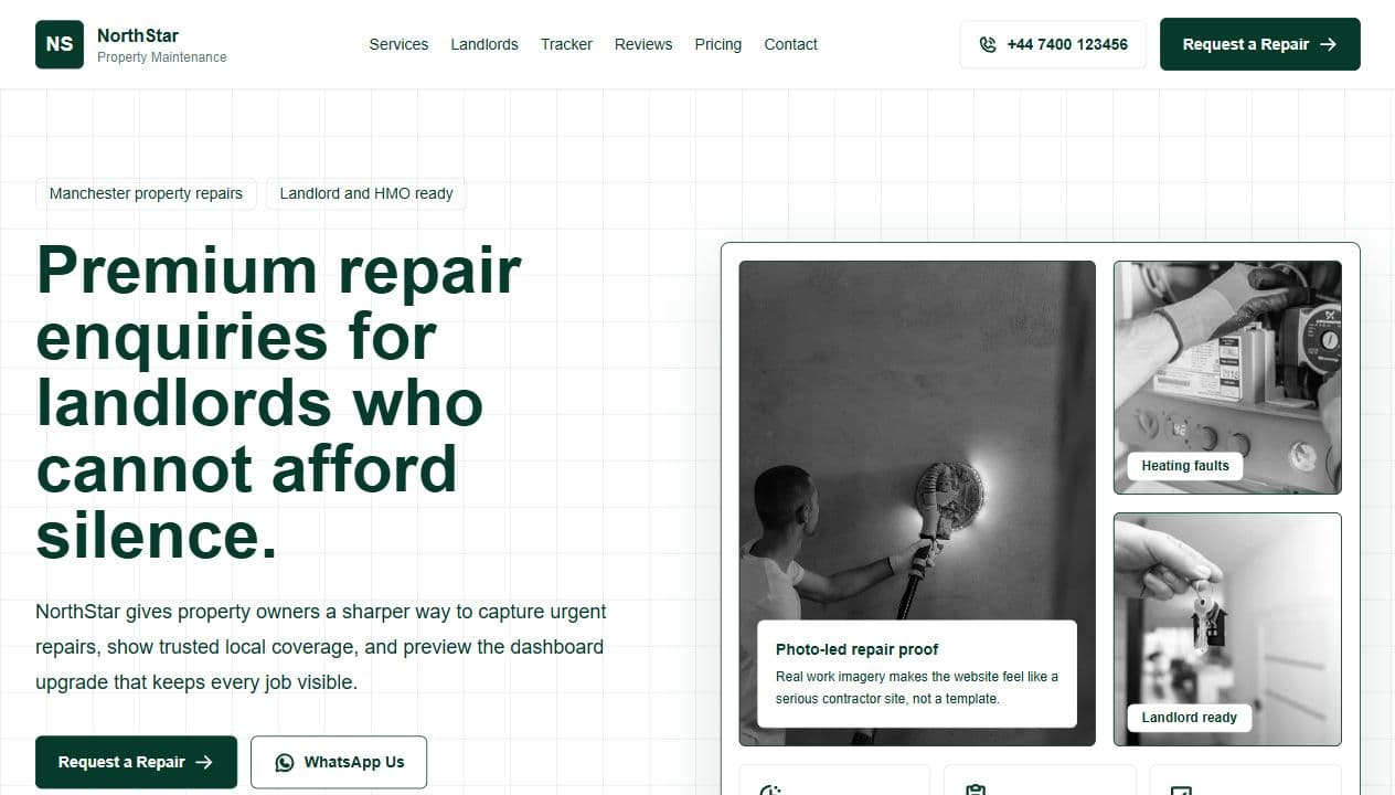 NorthStar Property Maintenance hero section screenshot