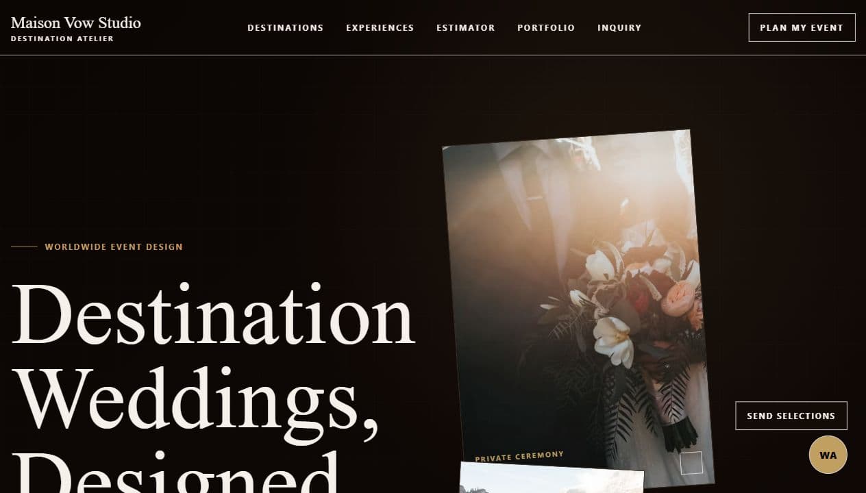 Maison Vow Studio hero section screenshot