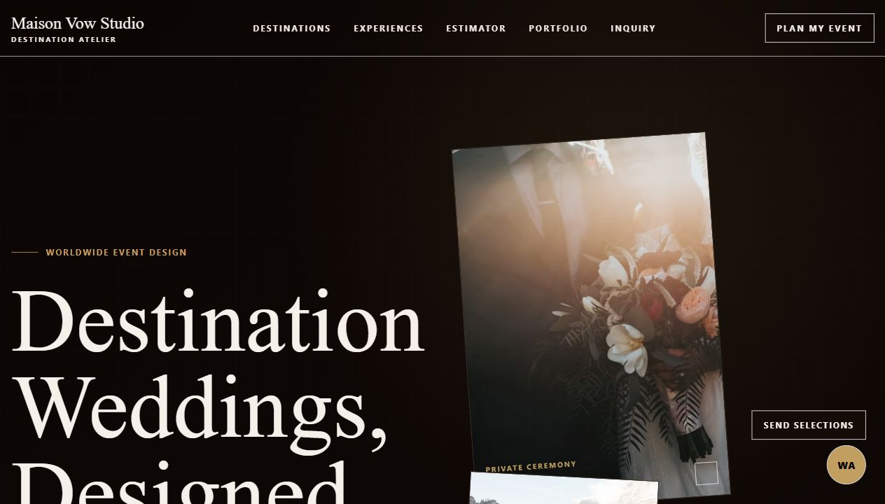 Maison Vow Studio hero section screenshot